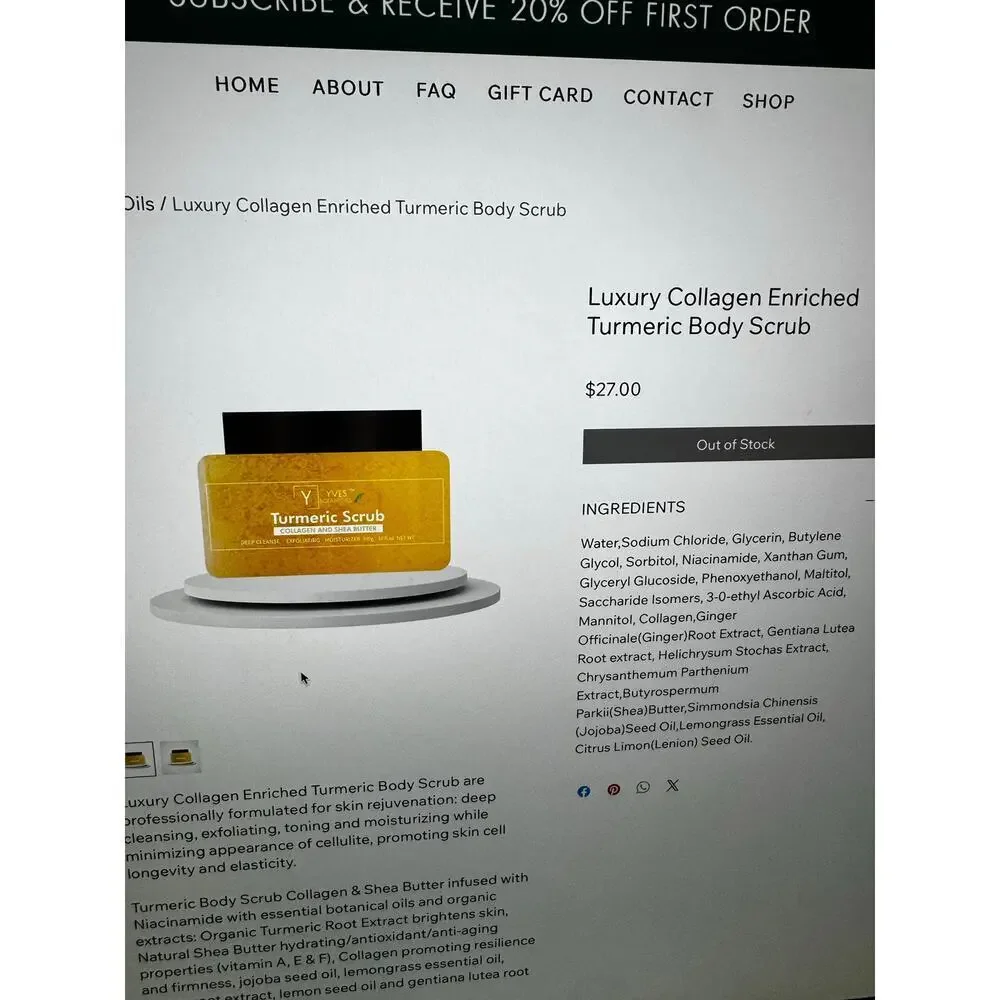 NWT Yves Botanicals Tumeric Scrub SEALED Full size 10fl oz